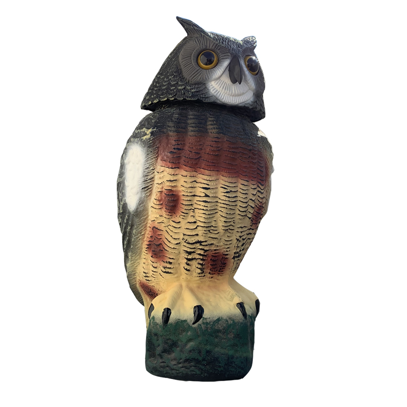 Cabeza giratoria plástica Búho simulado OWL Ornamental Caza al aire libre Decoya Patio Decoración de pájaros Pasta Repelente Protector de jardín