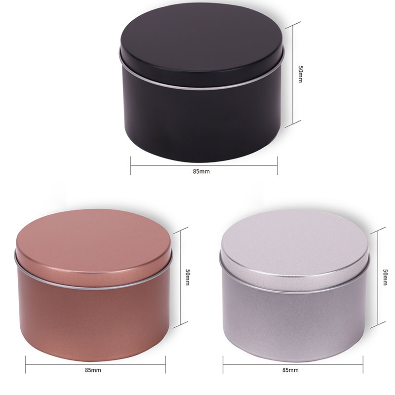 8oz Black Tinplate Vela Tarrar Aromatherapy Metal Embalaje Vela Tarro 85 * 50mm