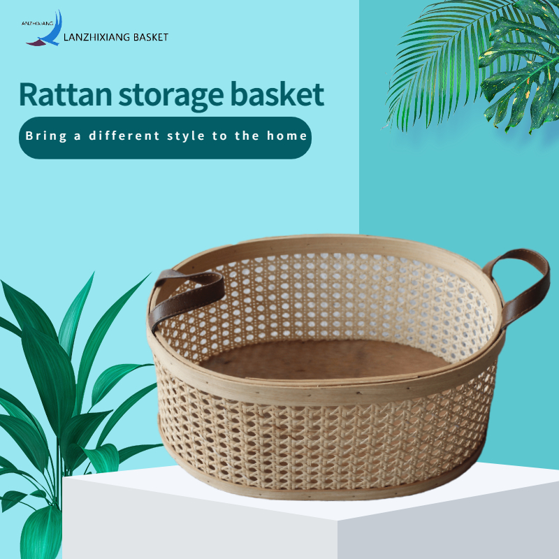 Cesta de almacenamiento de Rattan