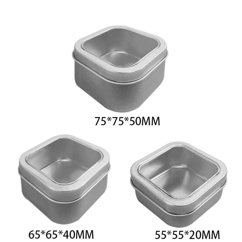 Caja de tela de estaño cuadrada pequeña helada Caja de vela de embalaje de metal 75 * 75 * 50mm