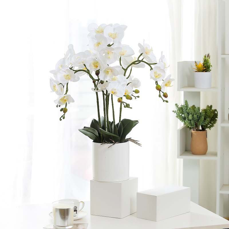 Venta caliente real táctil en maciza orquídea artificial