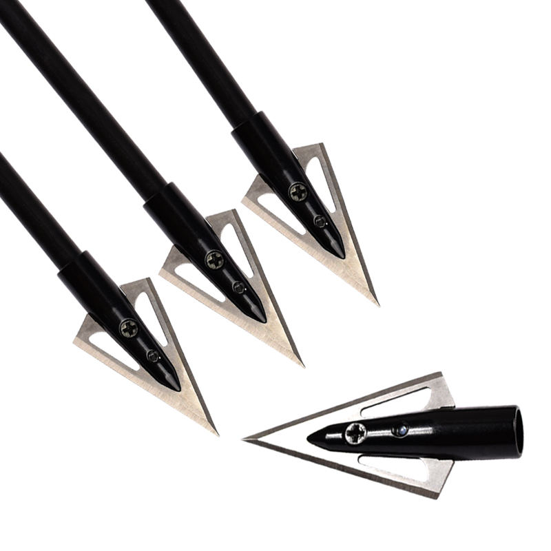 Nika Archery 15B004 3 Blade 125 Grain Broadheads para arco de ballesto Arroz de las flechas Tornillo Soportes Caza