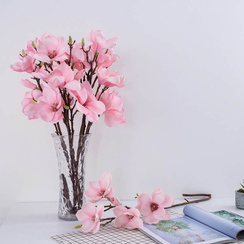 Fábrica de suministro directo de una sola rama larga flor de magnolia flor artificial para vender