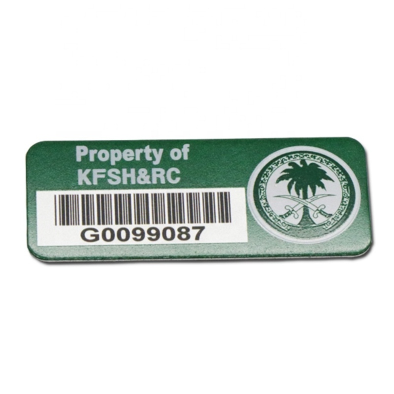 Venta al por mayor Láser personalizado grabado Serial Número de serie Metal Código de barras etiqueta etiqueta impresa Aluminio Asset Tag Labe