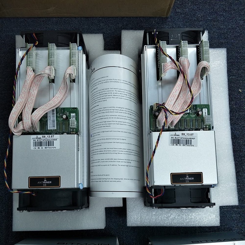 Bitcoin Miner Genérico Antminer S9 13.5T 13500GH/S, 0.098 J/GH Eficiencia de potencia, 13.5th/S BitMain S9 16nm 1372W BM1387, con fuente de alimentación