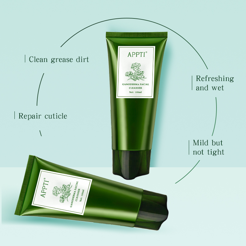 Etiqueta privada Anti acné Aloe Vera cara Lavado Facial Limpiador Ganoderma Essence Fash Wash