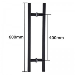 SS-031 Negro de alta calidad Puerta de vidrio de acero inoxidable Mango de empuje Hape Hape Double Side, 24 pulgadas Manija de puerta deslizante cuadrada