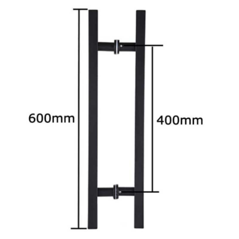 SS-031 Negro de alta calidad Puerta de vidrio de acero inoxidable Mango de empuje Hape Hape Double Side, 24 pulgadas Manija de puerta deslizante cuadrada