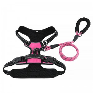 Chaleco de perro personalizado Reflective Nylon Hebilla grande Arnés de perro reversible con correa