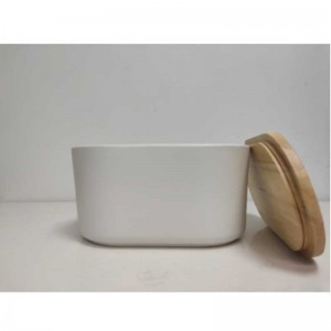 Venta al por mayor Largo con tapa de madera Caja de pan de cerámica Caja de pan
