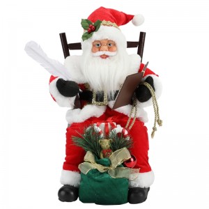45 cm Santa Claus que se sienta en la escritura de la silla y la lectura de la decoración de la decoración de la figurilla del festival de vacaciones del festival de vacaciones