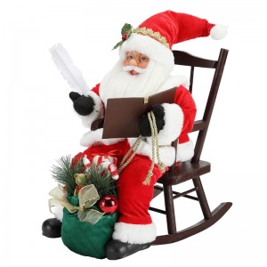 45 cm Santa Claus que se sienta en la escritura de la silla y la lectura de la decoración de la decoración de la figurilla del festival de vacaciones del festival de vacaciones