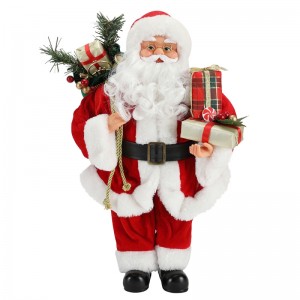 42 cm de pie Santa Claus Ornamento Decoración Figurine Colección Tela Festival de vacaciones Peluche de Navidad Artículo personalizado