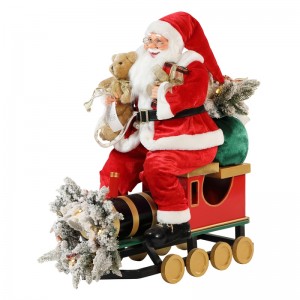 60/90cm Tren de Navidad Santa Claus con iluminación Ornamento Festival Festival Estatuilla Colección Tradicional Navidad