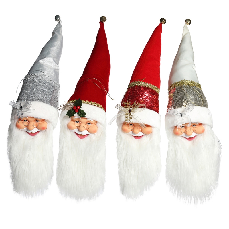 20 ~ 70 cm Navidad Santa Claus Cabeza Adornos Decoraciones Árbol Colegurando Estatuillas Colección Colgante Pequeño Navidad tradicional