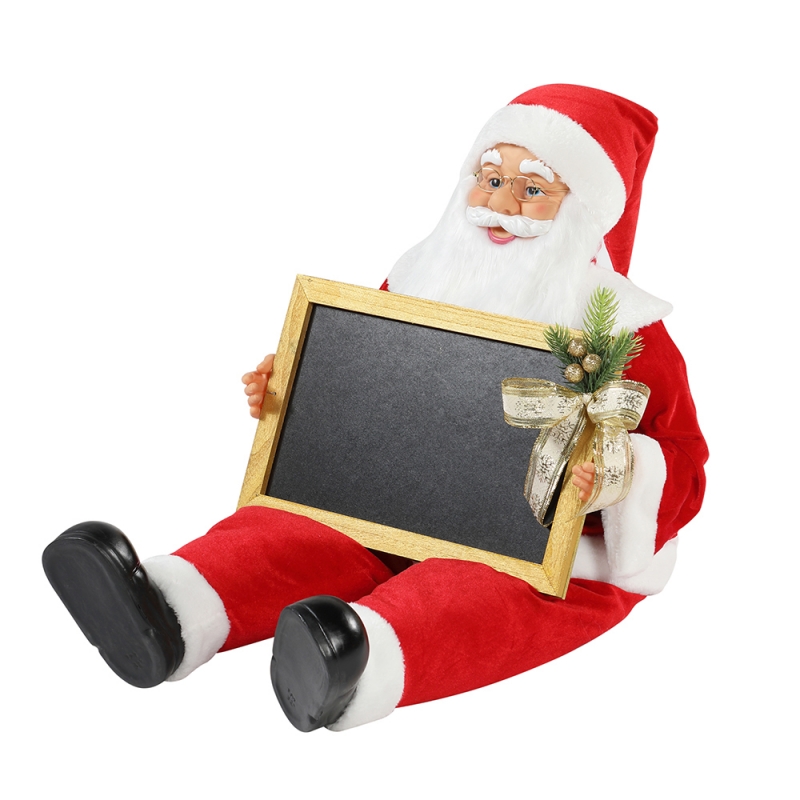 60/80cm Navidad Sentado Papá Noel Con Blackboad Holiday Ornamento Musical Decoración Estatuilla Colección Tradicional Navidad