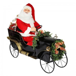 150 cm Situado Santa Claus con iluminación Ornamento Decoraciónnavideña Tradicional Estatuilla Colección