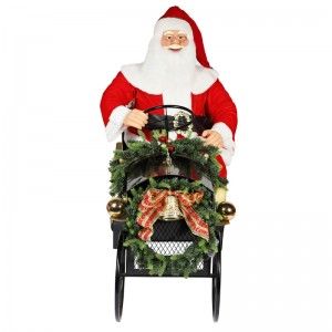 150 cm Situado Santa Claus con iluminación Ornamento Decoraciónnavideña Tradicional Estatuilla Colección