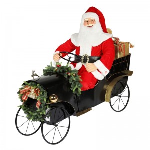 150 cm Situado Santa Claus con iluminación Ornamento Decoraciónnavideña Tradicional Estatuilla Colección