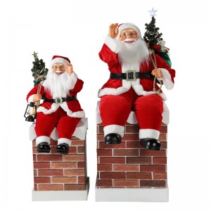 60/100cm Chimenea de Navidad Animada Papá Noel con iluminación de adornos musicales Decoración Figurine Collection Holiday K/d