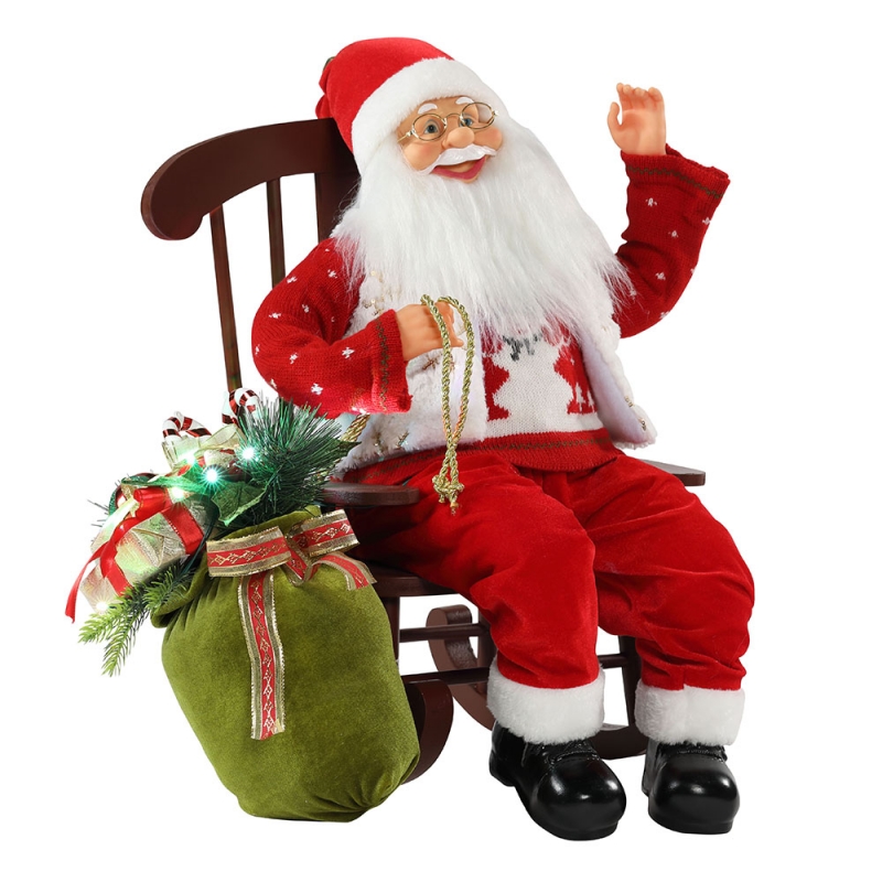 Silla de 55 cm Animada Papá Noel con luz Navidad Ornamento Estatuilla Decoración de Navidad Muñecas COLECCIÓN DE VACACIONES Inicio Regalos