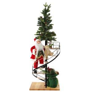 60 cm Escalera de Navidad Santa Claus con iluminación Ornamento musical Decoración Festival Festival Estatuilla Colección Tradicional