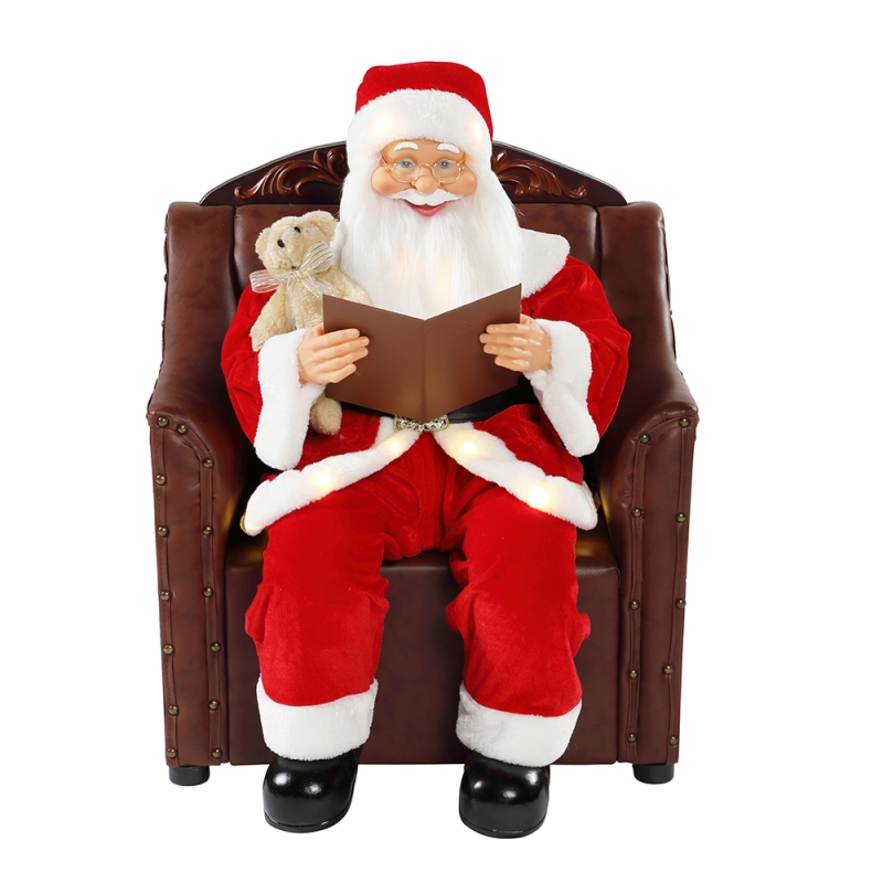 80 cm Sofá Santa Claus con iluminación Ornamento musical Decoración de Navidad COLECCIÓN FIGURAINA DE FIGURACIÓN VIDRIAL