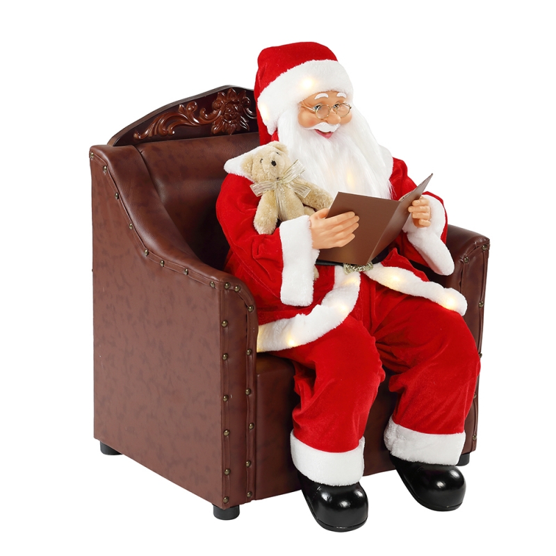80 cm Sofá Santa Claus con iluminación Ornamento musical Decoración de Navidad COLECCIÓN FIGURAINA DE FIGURACIÓN VIDRIAL