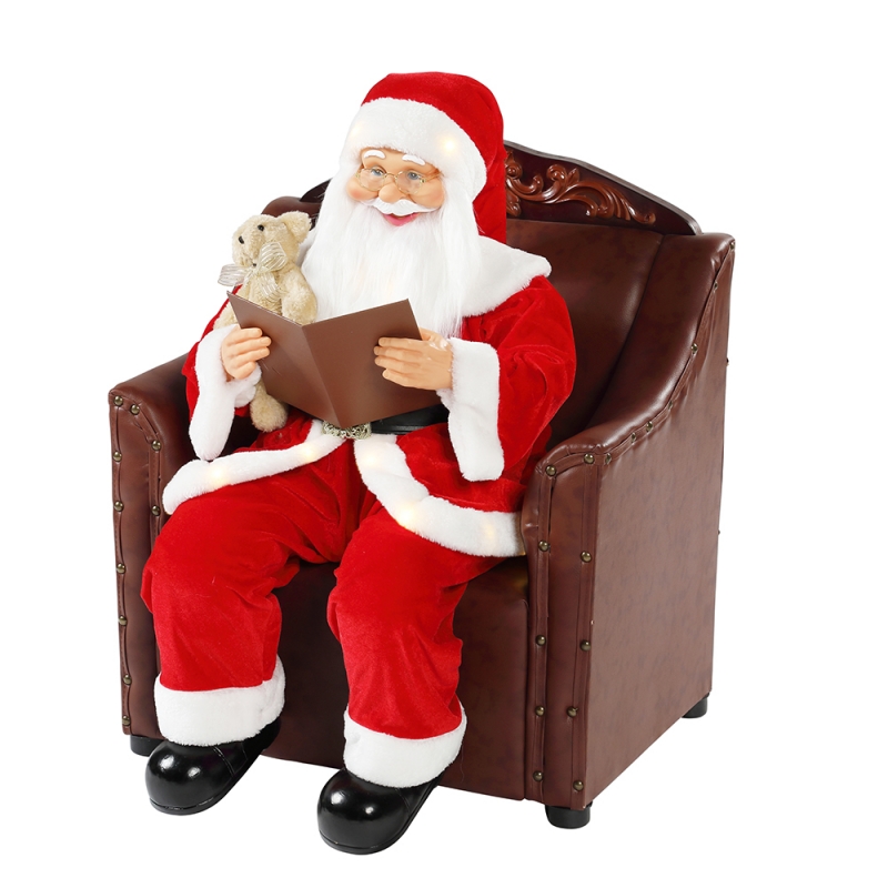 80 cm Sofá Santa Claus con iluminación Ornamento musical Decoración de Navidad COLECCIÓN FIGURAINA DE FIGURACIÓN VIDRIAL
