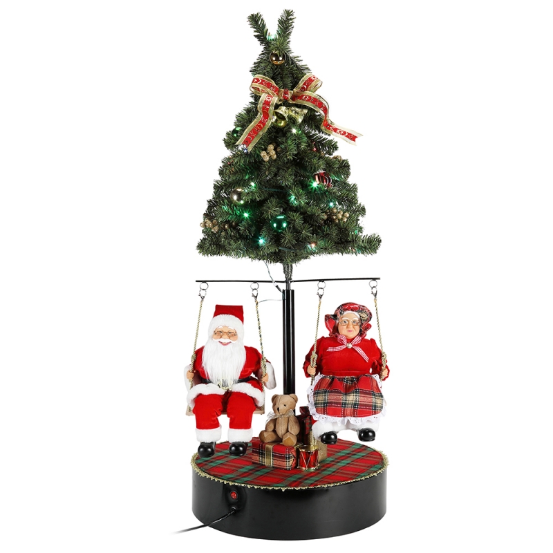 120 cm de Navidad girar el árbol Santa Claus con el ornamento musical Festival Festival Figurine Colección tradicional