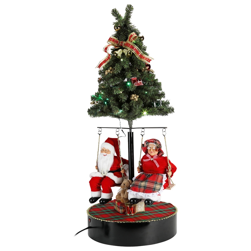 120 cm de Navidad girar el árbol Santa Claus con el ornamento musical Festival Festival Figurine Colección tradicional