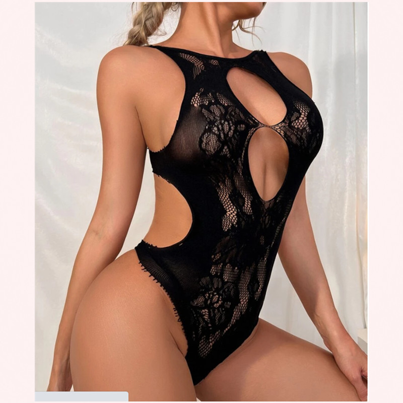 Venta al por mayor a granel Venta al por mayor Body Romantic Body Transparent Sheer Sheer Malla de encaje sin respaldo Lencería sexy para las mujeres 1 comprador