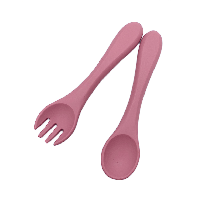 Cuchara y tenedor de silicona para la alimentación de Bady, cucharas de bebés de primera etapa.