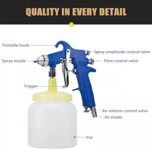 PAQ-2 Air Spray Gun 2.0 mm Boquilla OEM Fábrica de plástico Metal de alta eficiencia Atomización de alta eficiencia Herramientas de pinturaneumática para automóviles y muebles