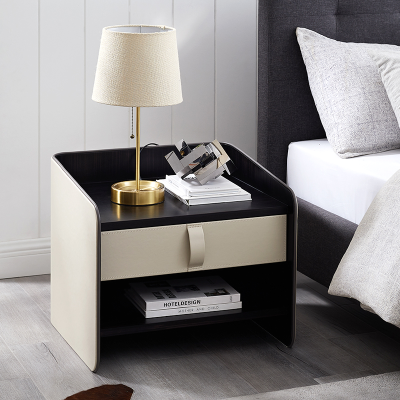 Diseño moderno italiano de lujo pantallas grandes de lujo de cuero muebles de dormitorio de la mesita denoche