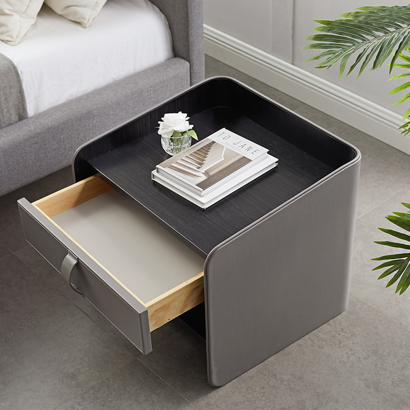 Diseño moderno italiano de lujo pantallas grandes de lujo de cuero muebles de dormitorio de la mesita denoche