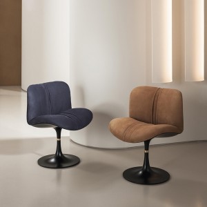 Italiano Minimalista Diseñador de lujo Fibra de vidrio moderno Cuero genuino Lounge Silla de acento giratorio para sala de estar