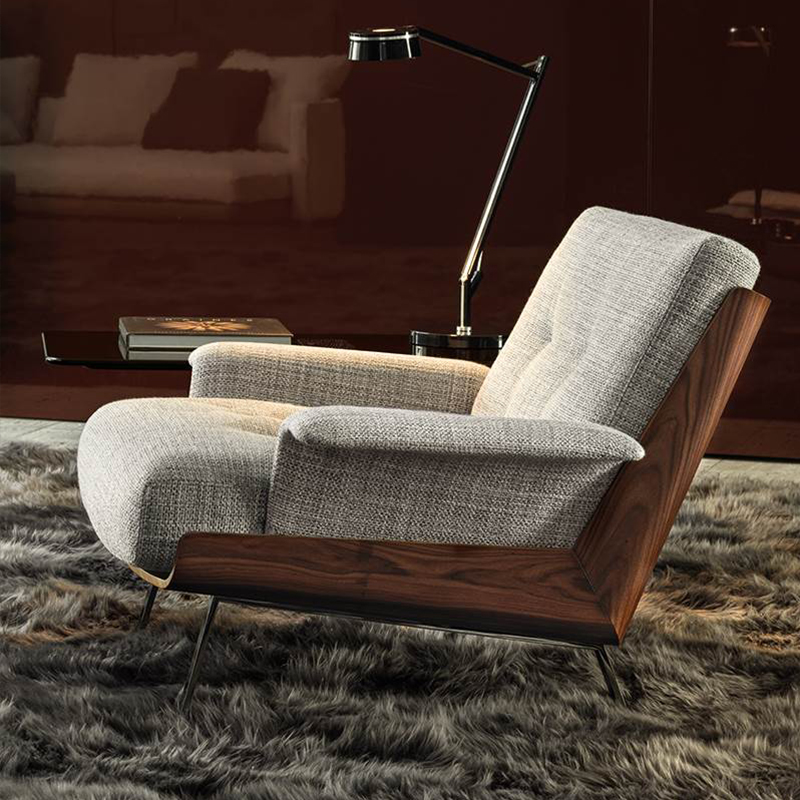 Lobby del hotel de estilo italiano de madera Moderno de lujo de lujo de cuero genuino sillón para muebles de sala de estar