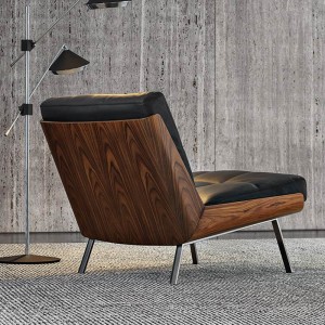 Lobby del hotel de estilo italiano de madera Moderno de lujo de lujo de cuero genuino sillón para muebles de sala de estar