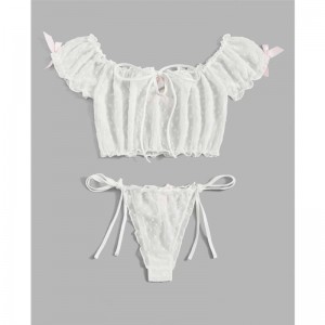Venta al por mayor Día de San Valentín Femenino Dos piezas Sujetador Panty Set Erotica Sensual Ropa interior Encaje Mujeres Sexy Lenceria Lencería Sexy