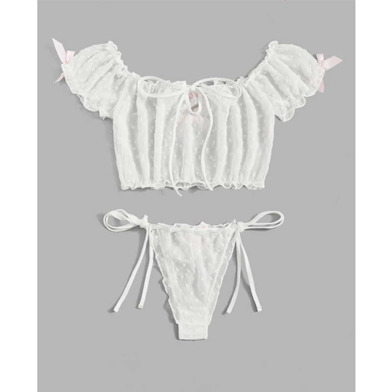 Venta al por mayor Día de San Valentín Femenino Dos piezas Sujetador Panty Set Erotica Sensual Ropa interior Encaje Mujeres Sexy Lenceria Lencería Sexy