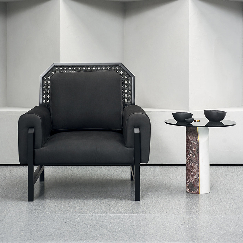 Diseño italiano Mesa de centro de vidrio templado Mesa de mármol moderna Mesa a lado redonda para muebles de sala de estar