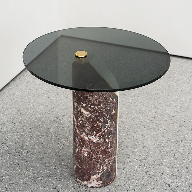 Diseño italiano Mesa de centro de vidrio templado Mesa de mármol moderna Mesa a lado redonda para muebles de sala de estar