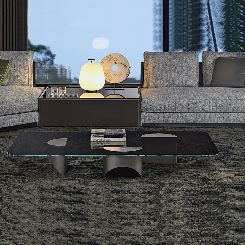 Pierna de acero inoxidable de diseño italiano grande de lujo de lujo de lujo de vidrio redondo mesa moderna para muebles de sala de estar