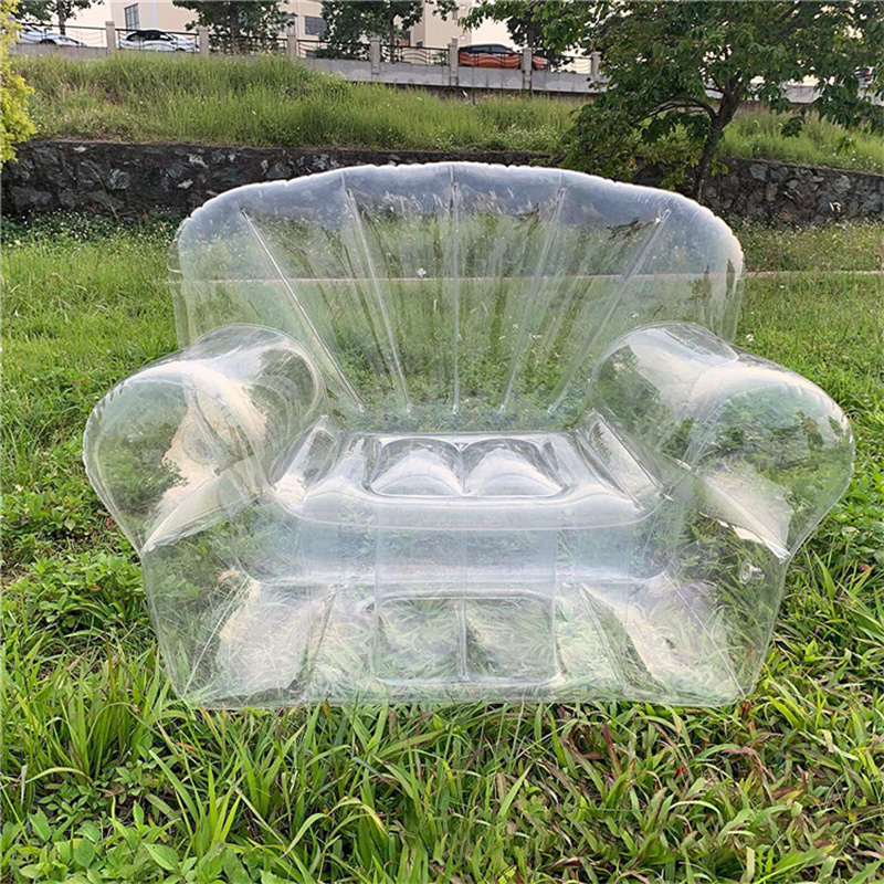 Sofá inflable transparente de PVC, cuarto de ocio del balcón del dormitorio, silla plegable inflable individual