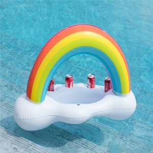 Bebidas Barra de servicio de frutas, arco iris flotante inflable, taller de la taza de la bebida en lanube para la piscina