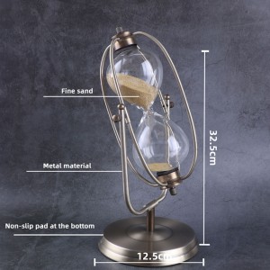 TEMPORIZADOR METAL ROTANTE RELOJ RELOJ DE ARENACIÓN DE ESTILO EUROPEO DE LA SUICIÓN Adornos de decoración Regalo de cumpleaños30/60 Mins Hora de horario