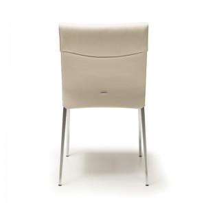 Silla de comedor escandinava de cuero blanco italiano con juego de 6 para comedor