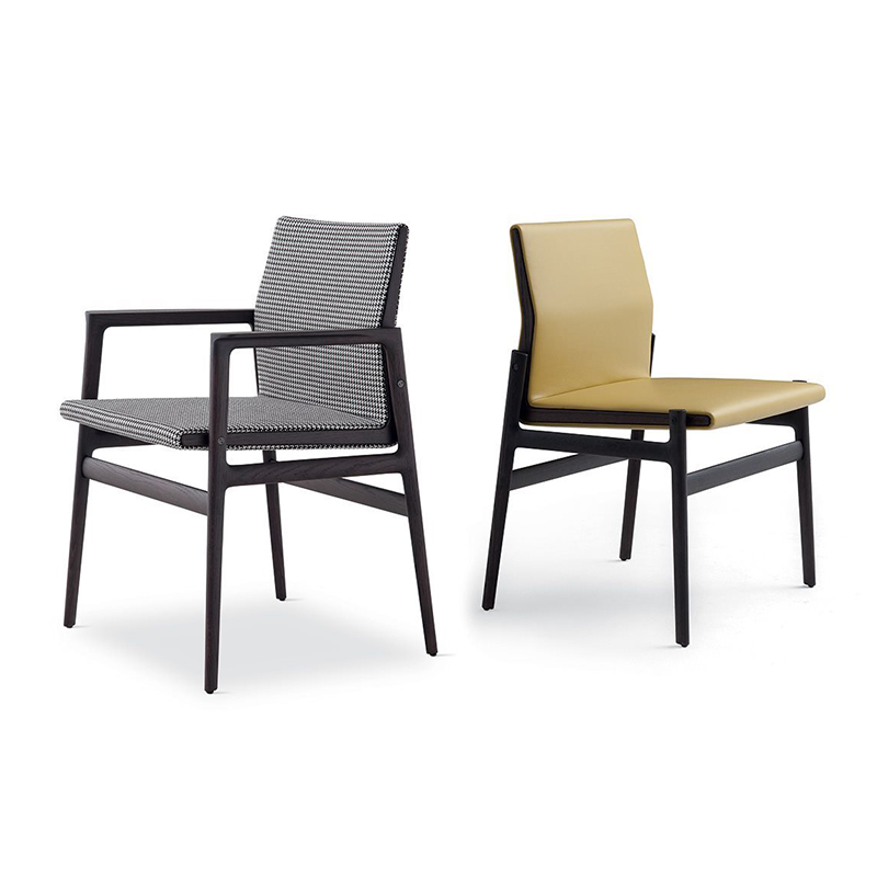 Piernanegranórdica silla de madera sólida sala de comedor de tela modernas sillas con los brazos
