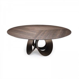 Modern de 1.8 m de estilo chino Mesa de comedor Gran restaurante MDF Mesa de comedor redonda de madera Conjunto de 10 plazas